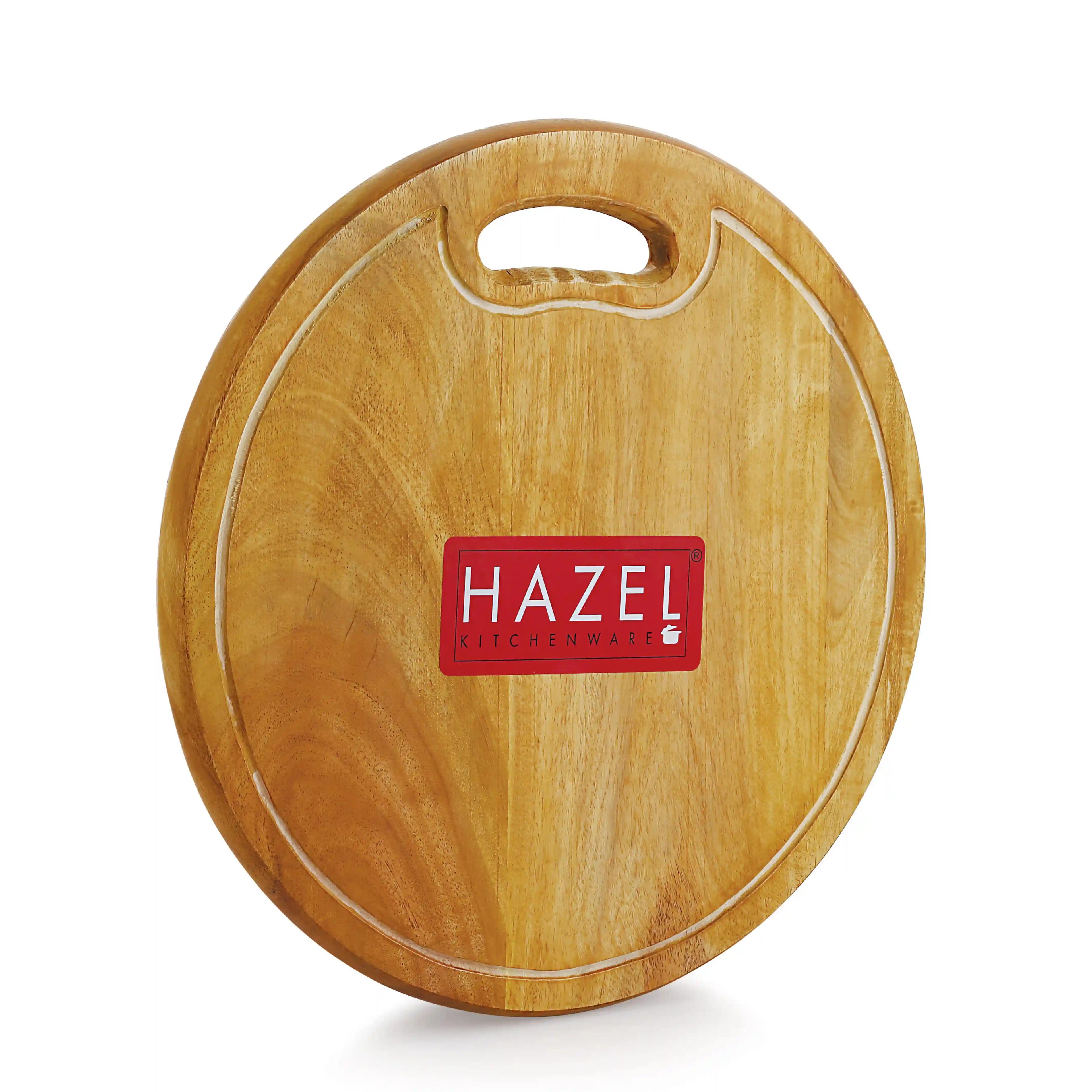 HAZEL Chopping Board Wooden Round|Neem Wood Vegetable Chopping Board for Kitchen|Round Shape Thick Wooden Cutting Board, Diameter : 12 Inch (30 cm)