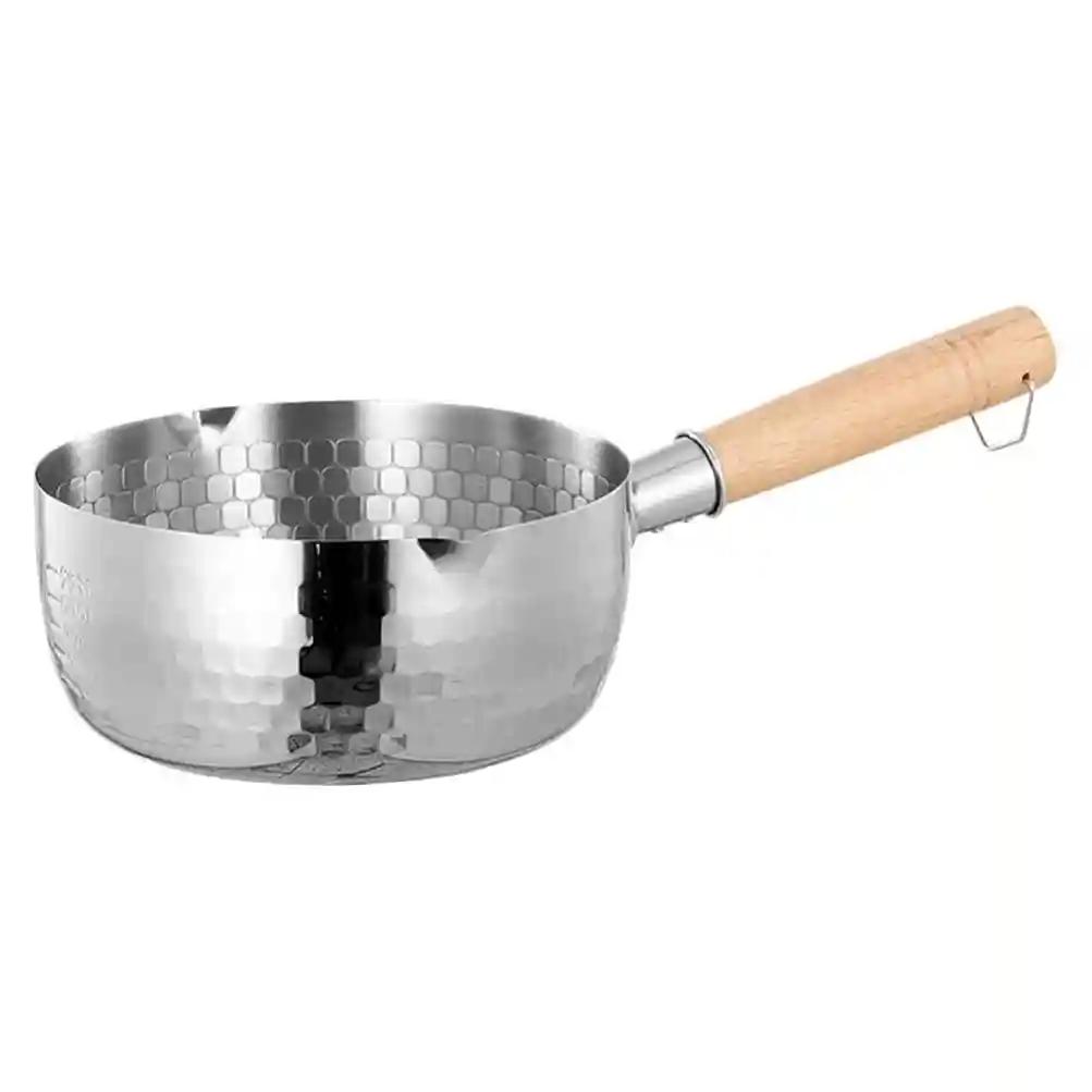 Traditional Japanese Style Sauce Pan Aluminium Non-Stick Kitchenware Milk Pot 18CM Soup Cooking Pot Snow Pan Wooden Handle Hot Milk Instant Noodle Pot (1-Pcs)