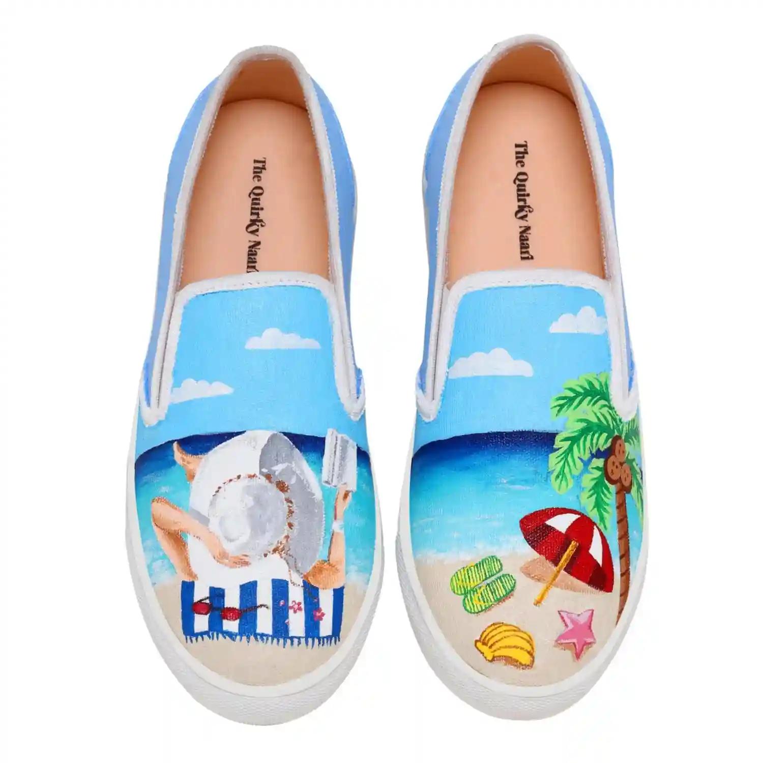 THE QUIRKY NAARI Beach Breeze Slipons for A Stylish Touch | Blue - 4 UK