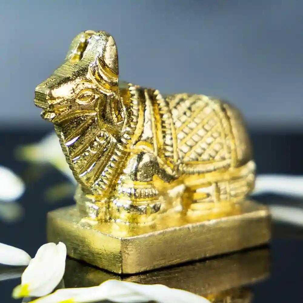 ALODIE - Brass Nandi Idol for Pooja Discover Divine Bull Statue and Sacred Nandi Idol Sculptures Nandi Idol for Puja - Nandi Ji Murti Idols for Puja and Spiritual Decor (1 x 1 Inches)