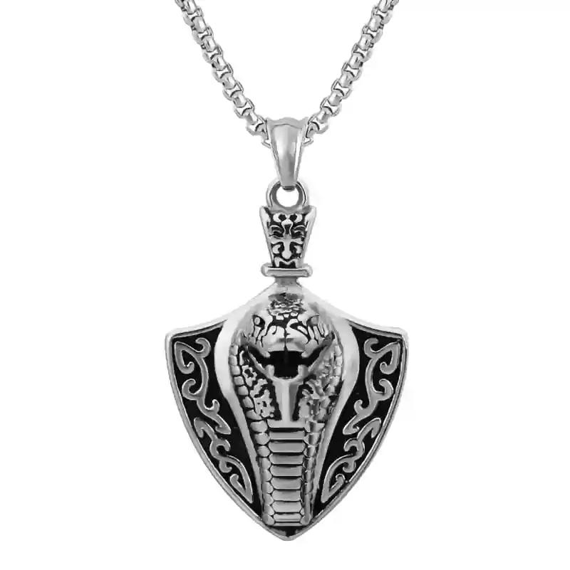 Snake Face Design Pendant with Silver Chain