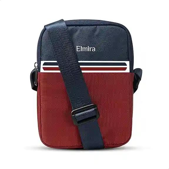 Elmira Sling Bag For Men - Stylish Crossbody Passport Messenger With Water-Resistant Design, Shockproof Pocket - Ideal For Travel, Office, Business - Adjustable Strap, (Navy Blue And Maroon)