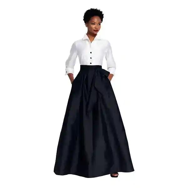 Elegant Black Taffeta Skirt with Pockets - Handmade for Weddings & Evening Events-L