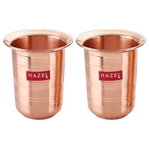 HAZEL Milky Copper Glasses Tumbler Cup Set of 2, 300 ML