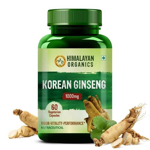 Vlado's HIMALAYAN ORGANICS Korean Red Ginseng 1000Mg For Men, Supports Brain Function, Boosts Immunity,Energy & Focus (60 Capsules)