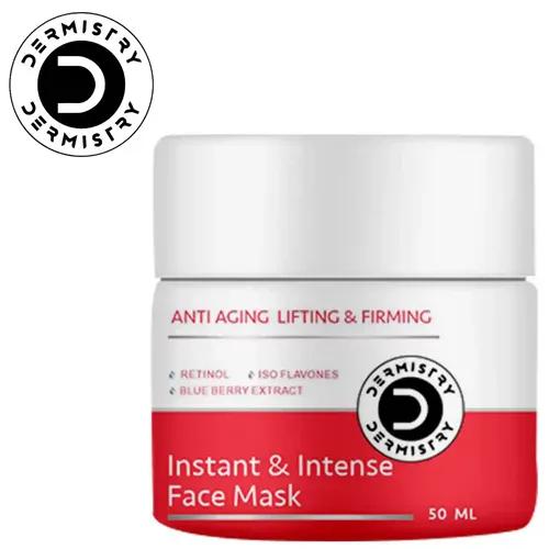 Dermistry Instant & Intense Anti Ageing Face Pack Mask And Firming Lifting Tightening Glowing Skin And Wrinkle Fine Lines Uneven Tone Reduction And Retinol Blueberry Ext Isoflavones And 50Ml