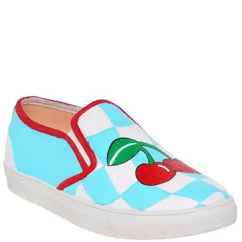 THE QUIRKY NAARI Handpainted One of A Kind Cherry Pop Slipons - 3 UK