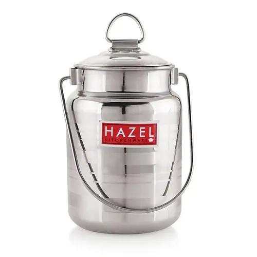 HAZEL Stainless Steel Ghee Oil Milk Designer Container for Kitchen | Multipurpose Oil Container | Capacity of 2000 ML, Silver