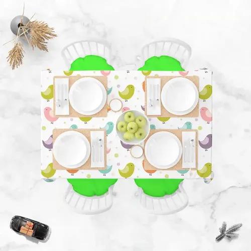 ArtzFolio Colorful Birds D1 | Table Cloth Cover for Dining & Center Table | Washable Waterproof Polyester Fabric | 6-Seater Table; 48 x 72 inch (122 x 183 cms)