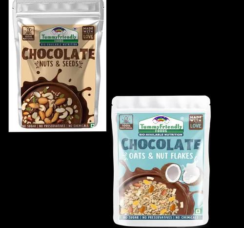 Tummy Friendly Foods Chocolate, Oats, Nuts Flakes And Seeds Mix - 2 Packs - 200G,100 G Each. Healthy Millets Snacks For Baby, Kids & Adults