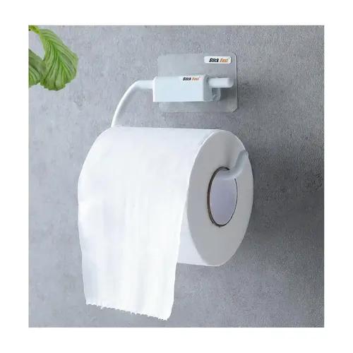 Stick Fast Self-Adhesive Toilet Paper Holder with 3M Sticker for Wal Mount, Tissue Roll Dispenser for Kitchen & Bathroom (Combo 1, White)