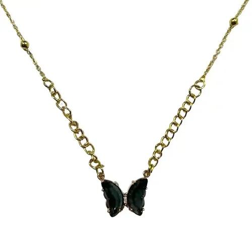 Black Butterfly Pendant with Chain