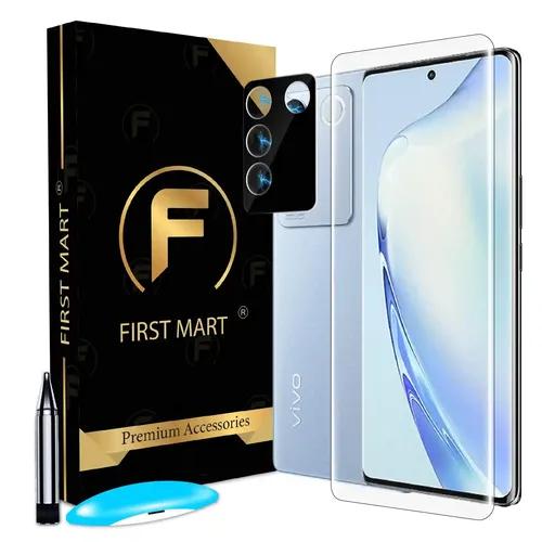 FIRST MART Tempered Glass and Black Camera Lens for Vivo V27 Pro 5G with Edge to Edge Full Screen Coverage and Easy UV Glue Installation Kit