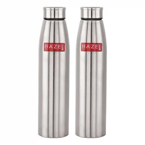 Steel Water Bottle 600 ML by HAZEL Loch S3 | Stainless Steel Single Wall Fridge Water Bottle for Office | School | Trekking | Hiking | Travel, Set of 2