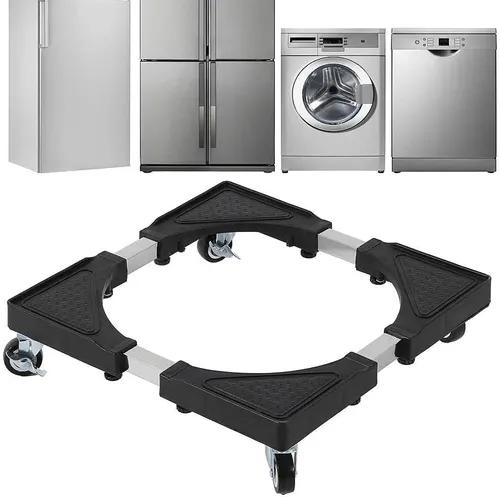 H HANUMANT ENTERPRISE Heavy Duty Front & Top Load Washing Machine Stand/Trolley with Wheels, Fridge Stand, Cooler Stand, Dishwasher Stand, Capacity Upto 160 Kg, Black (Min.: 40x40CM, Max.: 63x63CM)