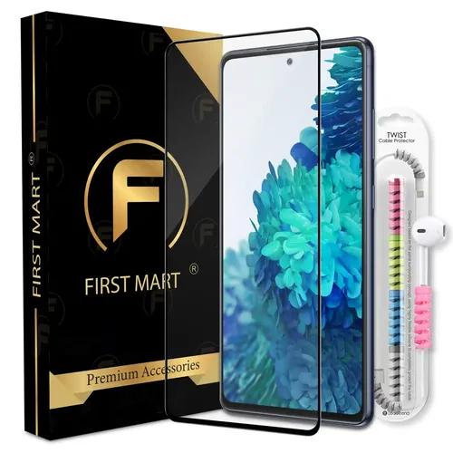 FIRST MART Premium Tempered Glass for Samsung Galaxy S20 FE 5G / S20 FE 4G / M31s with Edge to Edge Coverage and Cable Protector and Easy Installation Kit, Pack of 1