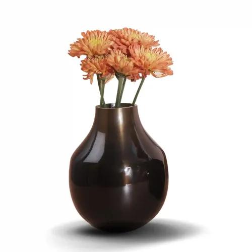 Behoma Metal Flower Vase for Home Decor Living Room Kitchen Office Wedding Round Shape Metal Table Decorative Flower Pot Copper Colour Small (Flower not Included)