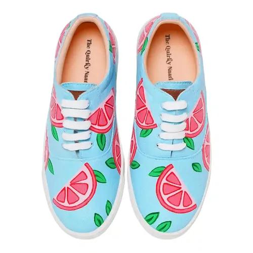 THE QUIRKY NAARI Handpainted Grape-Scape Sneakers to add a Juicy pop of Fun to Any Outfit - 6 UK