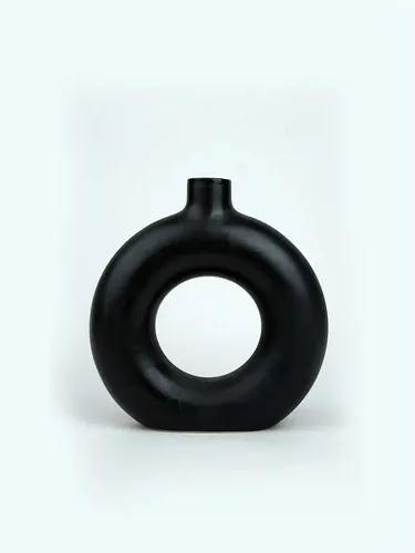 Donut Vase - Black 16 Cm