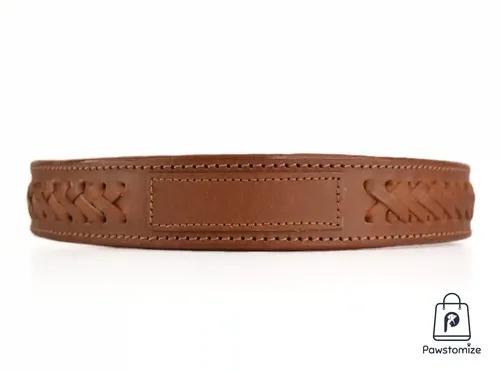 Pawstomize Leather Collar-Tan Braided (Small)