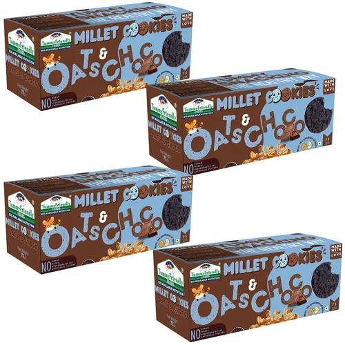 Tummy Friendly Foods Millet Cookies - Oats And Chocolate - 4 Packs - 75G Each. Healthy Ragi Biscuits, Snacks For Baby, Kids & Adults