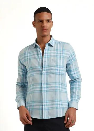 Banana Club Melange Air Blue Check Shirt- (Small)