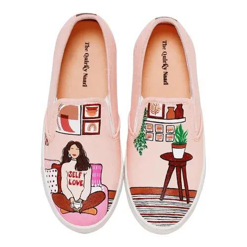 THE QUIRKY NAARI Handpainted Self Love Slipons to Show The World Your Love For Yourself - 3 UK