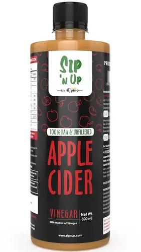 Sip ‘n Up by, Alpino Health Foods Organic Apple Cider Vinegar 500 ML | 100% Raw, Unfiltered & Unpasteurized | with Mother of Vinegar | Helps in Weight Loss