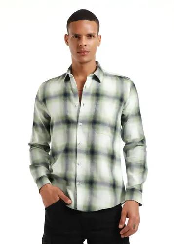 Banana Club Melange Check Leaf Green Shirt- (Large)