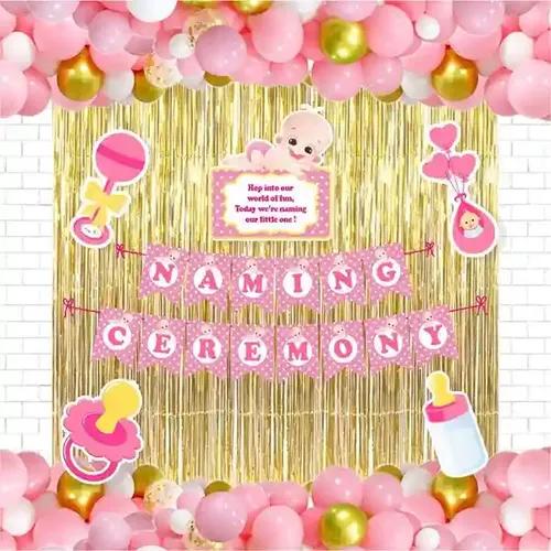 Untumble Baby Girl Naming Ceremony Foil Kit ( Pack Of 58 Pcs)