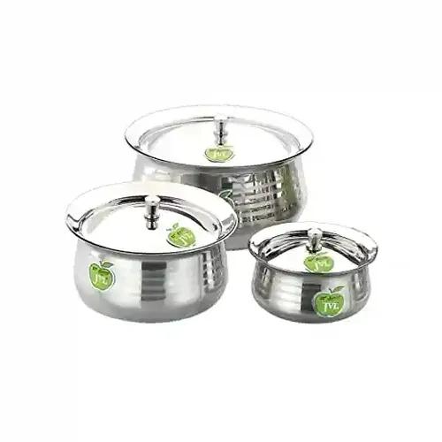 Classic Handi Silver Touch Stainless Steel Handi with Lid - Set of 3