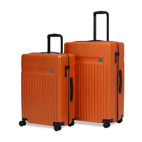 EUME Classic Check-In Medium 65 Cm And Large 75 Cm Luggage|Polycarbonate Set Of 2 ( Rustic Orange)