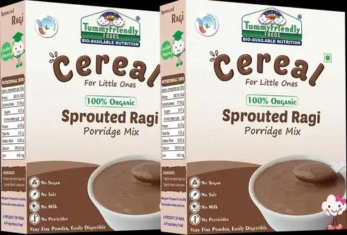 Tummyfriendly Foods Certified Organic Sprouted Ragi Porridge Mix , Made Of Organic Sprouted Ragi For Baby, Rich In Calcium, Iron, Fibre & Micro-Nutrients ,200G Each, 2 Packs Cereal (400 G, Pack Of 2, 6+ Months)