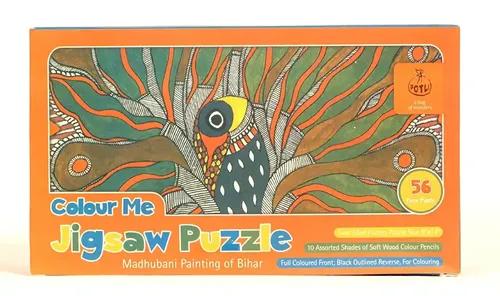 Handmade DIY Jigsaw Colouring Kit (Madhubani Painting Of Bihar)- 5+Years