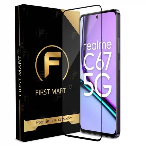 FIRST MART Premium Tempered Glass for Realme C67 5G / Redmi 13C / Realme 11 5G with Edge to Edge Coverage and Easy Installation Kit, Pack of 1