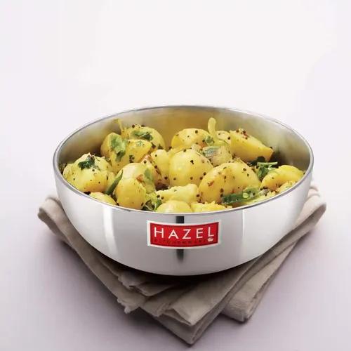 HAZEL Aluminium Tasla 4 mm Frying Tasra Kadhai, (Silver, 28.6 cm, 6000 ml)