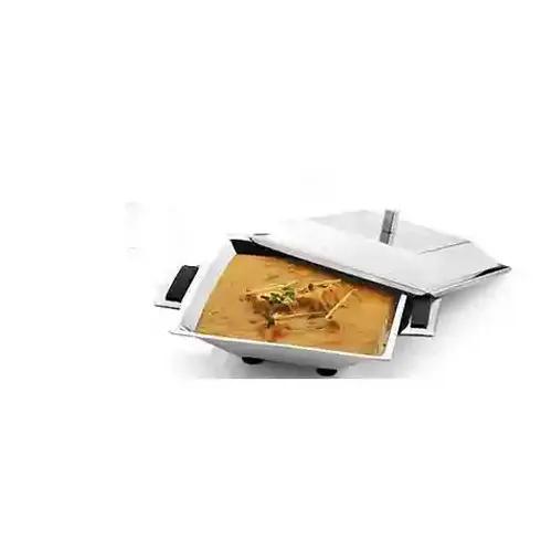 JVL Stainless Steel Square Curry Dish with Lid - 168 X 168 mm - 1 Pcs