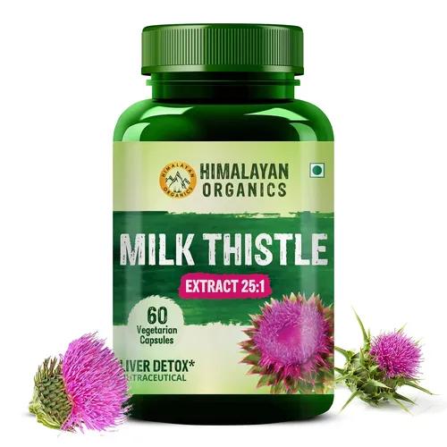 Vlado's HIMALAYAN ORGANICS Milk Thistle Extract With 800Mg Of Silybum Marianum Detox Supplement For Men And Women For Healthy Liver | Boost Metabolism And Maintain Cholesterol level - 60 Vegetarian Capsules