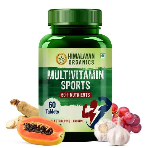 Vlado's Himalayan Organics Multivitamin Sports With 60+ Nutrients | Vitamin B1,B2,B3,B5,B6,B12,A,E,C,D,K,Biotin,Calcium,Zinc | Good For Brain, Eye, Muscle & Joint Care - 60 Veg Tablets