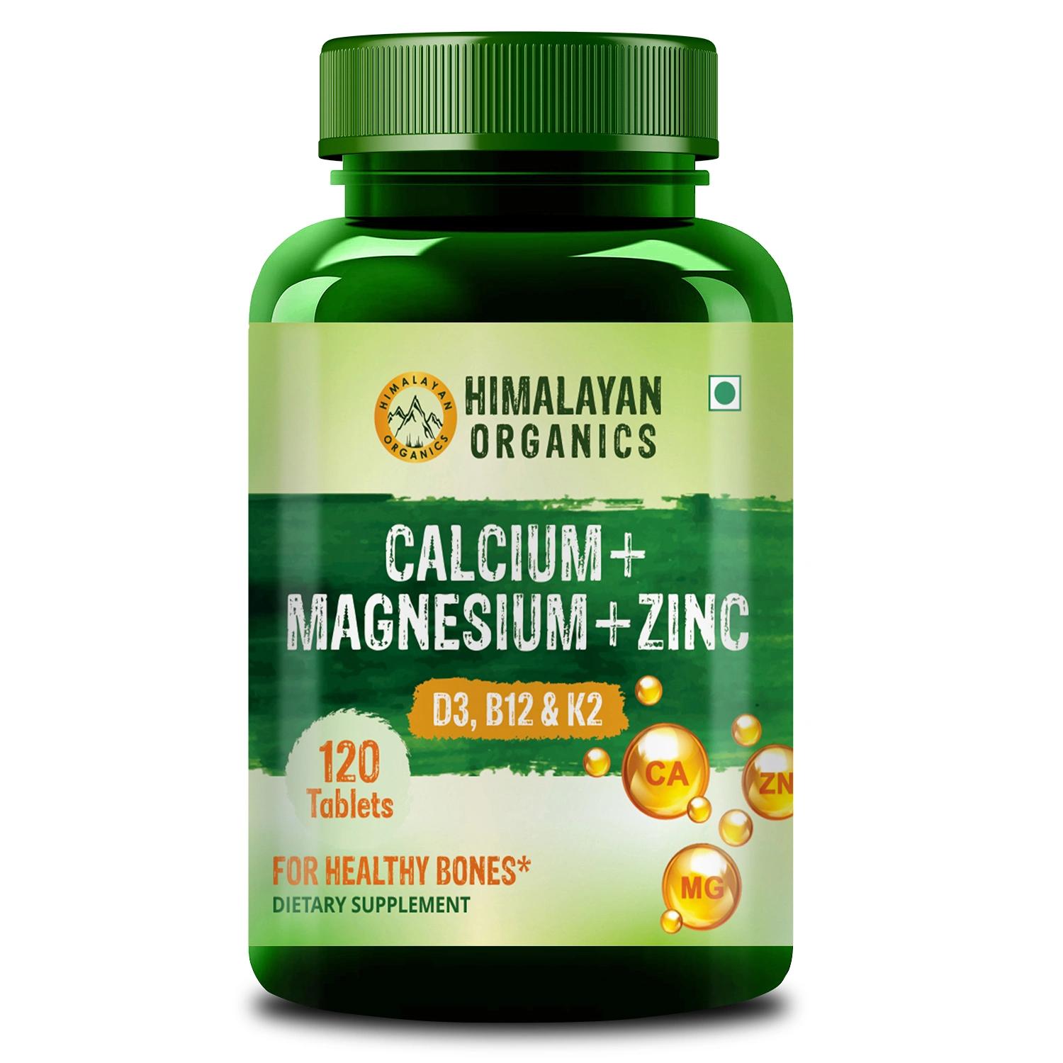 Vlado's Himalayan Organics Calcium Magnesium Zinc Vitamin D3, B12 & K- 120 Vegetarian Tablets I Supplement for Women and Men, For Bone Health & Joint Support