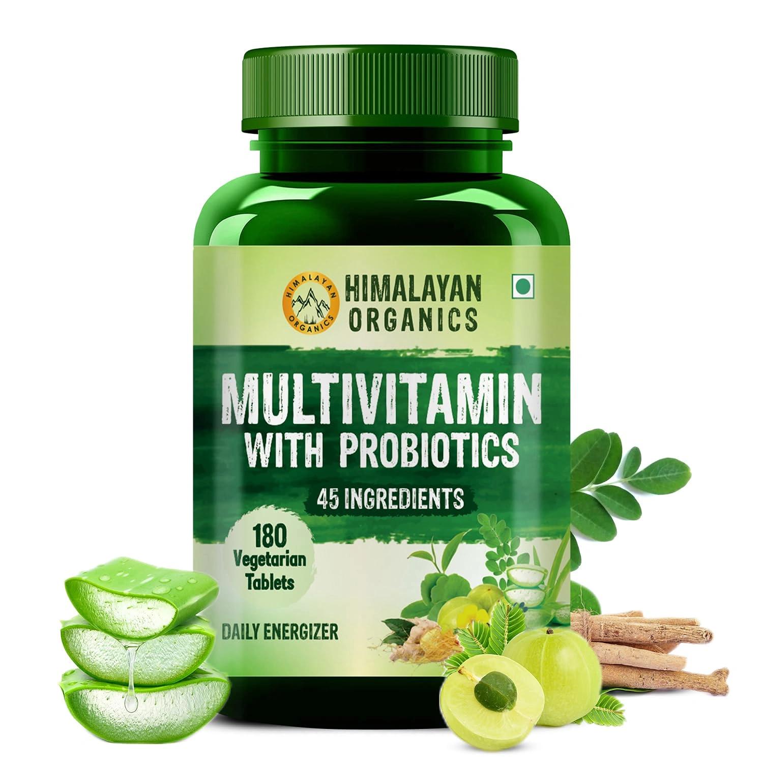 Vlado's Himalayan Organics Multivitamin With Probiotics - 60 Ingredients Supplement For Men And Women | Vitamin C, D, E, B3, B5, B12, Zinc, Magnesium, Giloy & Biotin | Good For Bone & Joint Support | Gut health - 180 Veg Tablets